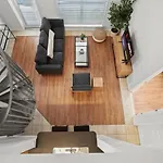 Spiral Stairs To Loft Bedroom Balcony With Shade