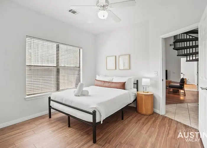 Spiral Stairs To Loft Bedroom Balcony With Shade