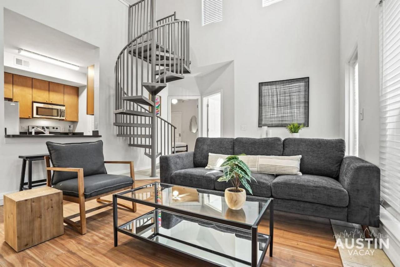 Spiral Stairs To Loft Bedroom Balcony With Shade Apartment Austin